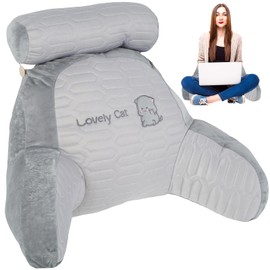 Jokapy Reading Pillow for Bed Lovely 2 In 1,Back Support Cushion with Arms Detachable Backrest Support Pillow Cuddle Cushion for Bed,Back Gaming Pillow Reading Back Support Pillow (Latex(M), Cat)