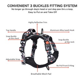 Petmolico No Pull Dog Harness Set with Leash Attachment Easy Control Handle Reflective Harness Vest Small Breed, Puppy Vest and Leash Set with Poop Bag Holder, Small - Rainforest Flower