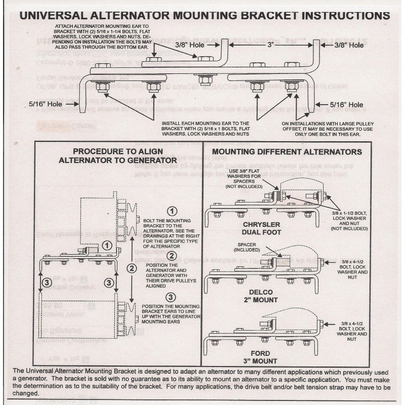 Gladiator New Premium Universal Generator to Alternator Bracket A200 S-1508
