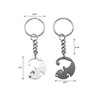 Jovivi 2pcs Stainless Steel Couples Keychains Black White Cat Puzzle
