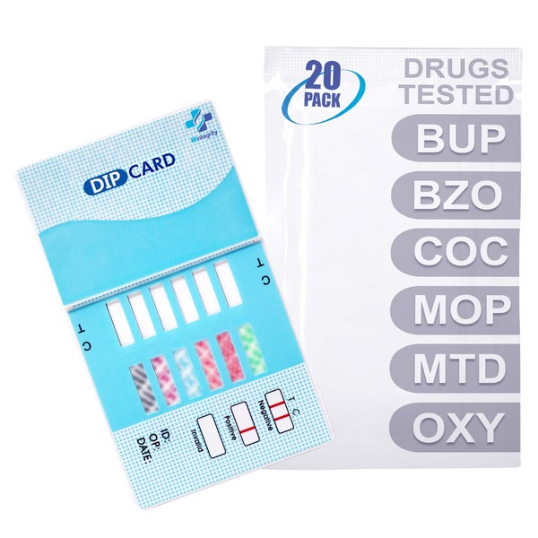 MiCare [20pk] - 6-Panel Instant Urine Test Card (BUP/BZO/COC/MOP/MTD/OXY) #MI-WDOA-865