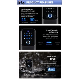 Life 5 in 1 Innovative Smart keyless Padlock Featuring Smart Home apps Compatibility, Strong alluminium Alloy Materials and Waterproof Design. Suitable for Wall Mount or Shackle Usage.