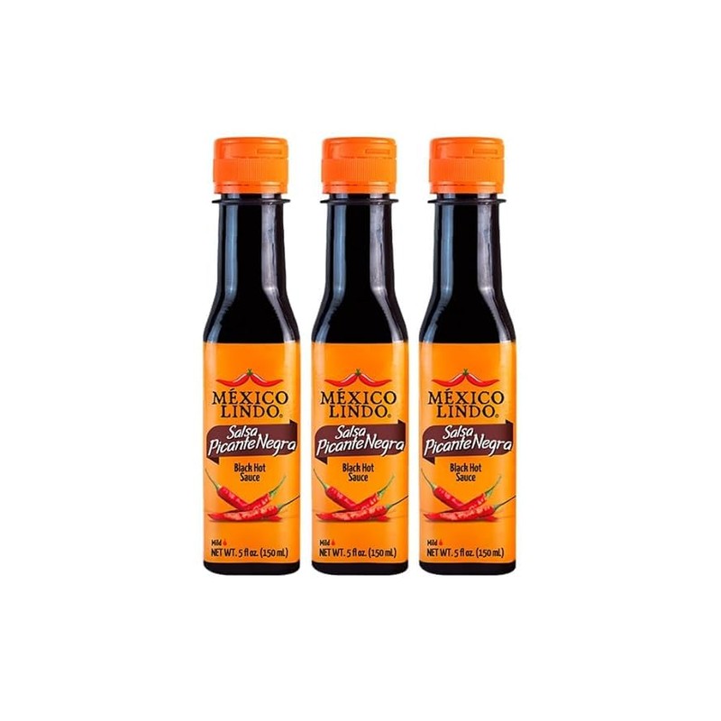 Mexico Lindo Picante Negra Hot Sauce Display, 5 fl oz,