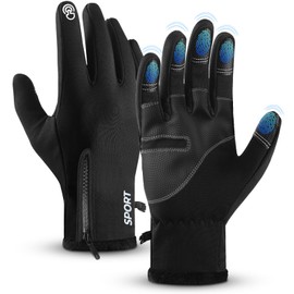 AURUZA Winter Touchscreen Gloves Winter Gloves for Men Women Cycling Gloves Men Winter Cycling Gloves Man Winter Sports Gloves Outdoor Gloves Waterproof Black L