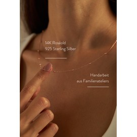 Einzelstück® Ball Chain I 925 Sterling Silver Chain I Real Jewellery Women's Necklace I Snake Chain I Necklace Harmony, 925 sterling silver, 14 carat gold