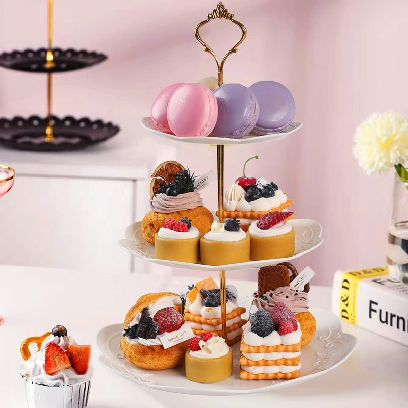PowerKing Soporte de plástico para Cupcakes de 3 Niveles, Bandeja