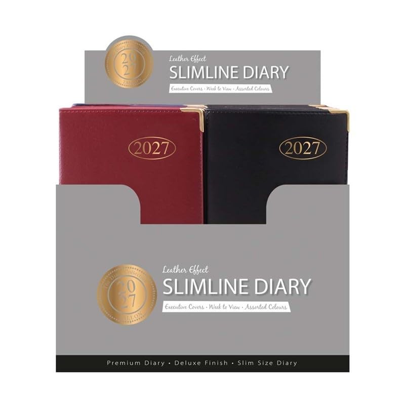 2027 Slim Line Week to View Padded Diary Metal Corner