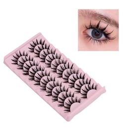 10 Pairs False Eyelashes, Dramatic Cartoon Eyelashes, Wet Look 16mm Eyelashes, Natural Look Fluffy Spiky Eyelashes, Timink Eyelashes, Fluffy Cat Eyelashes, Delicate and Attractive Eye Makeup