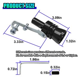 UHANBUT Car Exhaust Whistle, Universal Turbo Sound Booster, Aluminum Alloy Car Roar Maker Muffler Pipe Whistle, Vehicle Blow off valve Tip Simulator Tail Whistler (Black, XL)