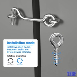TERF® High Quality Cabin Hook and Eye Zinc 50mm (2 inch) Gate Door Lock Latch Hook Eye For Window Slide Barn Bathroom Toilet Cabinet Cupboard Shed Gate Door Latch and Multi Purpose Use - Pack of 5