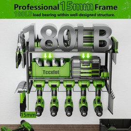 Power Tool Organizer Wall Mount, Drill Holder Wall Mount, 3 Layer 5 Slots Drill Modular Heavy Duty Tool Storage Shelf, Garage Tool Organizers and Storage Rack, Easy Install Tool Utility Storage Rack
