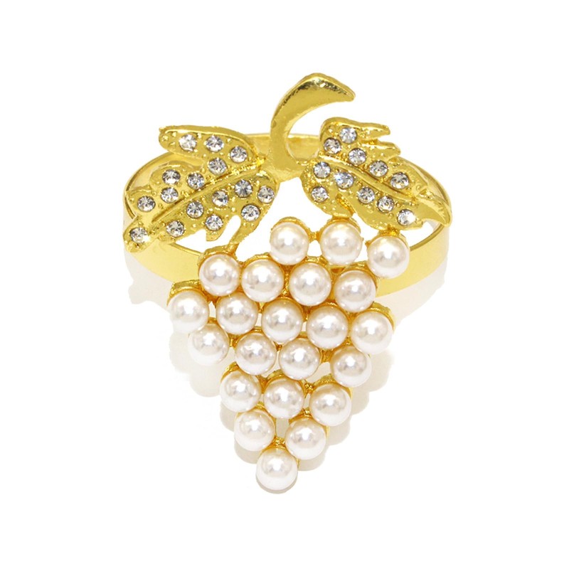 Grape Napkin Rings Set of 12 Pearl & Sparkly Rhinestone