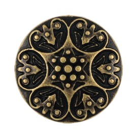 Bezelry 12 botones de vástago de metal tallado con diseño de florete. 20 mm (3/4 pulgadas) (latón antiguo)