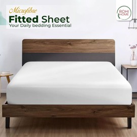 Rohi 25cm Deep Microfibre Fitted Sheet Single Bed – Comfy Soft & Breathable Deep Fitted Sheet with Elasticated Corners – Hypoallergenic & Durable Bed Sheet (White, 90 x 190cm)
