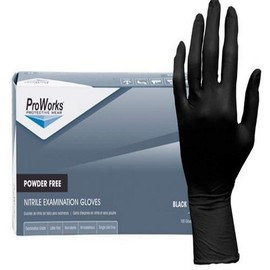 Proworks GL-N145FX 5 mil Powder-Free Nitrile Exam Disposable Gloves, Medical Grade, Black, X-Large, Box of 100