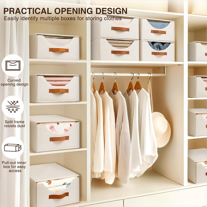 Homsorout Stackable Storage Drawers - Collapsible Storage Bins with Drawers,