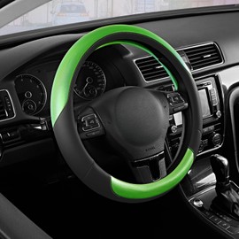 Road Comforts Steering Wheel Cover – Breathable Leather Steering Wheel Cover, Anti-Slip Grip, Universal Fit 14.5” to 15”, Heat & Cold Resistant for Cars, SUVs, and Trucks – Black & Green