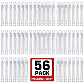 SWUNXION 56 Pack Mini White Heart Bubble Wands for Weddings Support and Anniversaries- Perfect Bubble Toy Ideal, Valentine's Day, family reunion, Special Festival Gift for Couple, boy and girl…