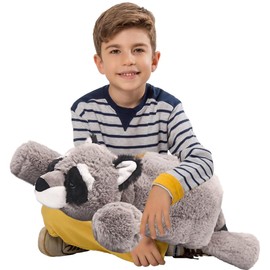 ARELUX Soft Raccoon Stuffed Animals:23.6in Raccoon Plush Cute Body Pillow Hug Sleeping Plushy Fluffy Wild Animal Toys Chair Decor Plushie Doll Gifts for Kids Girls Boys Toddler