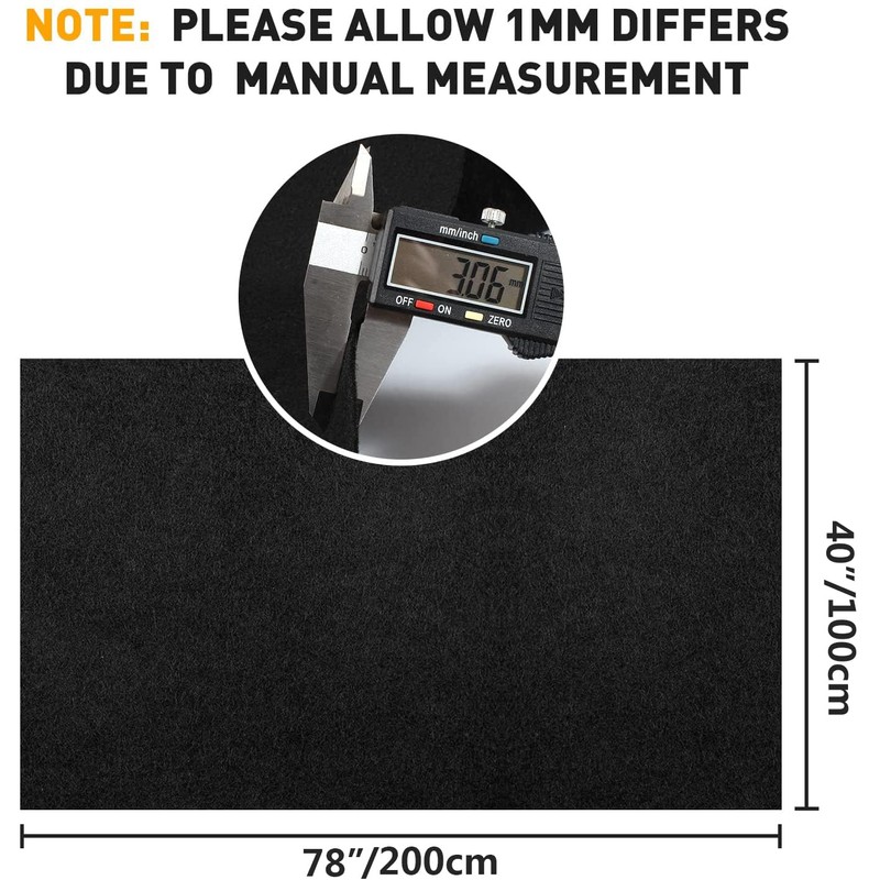 Halero 78"x40" Black Underfelt Carpet for Speaker,Sub Box Carpet, Auto,RV,Boat,Marine,Truck,Car