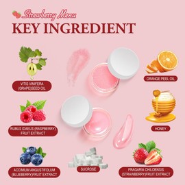 Ruahouine Set De Exfoliante Y Mascarilla Labial De Fresa, Exfoliante Labial De Azúcar Para Aclarar Labios Oscuros, Kit Para El Cuidado De Los Labios, Mascarilla Labial Nocturna, 40 Ml / 2 Piezas