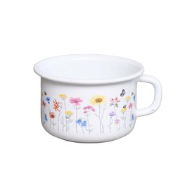 Riess, 0299-070, Coffee Bowl 10 cm, 0.4 L, Flora, Enamel, LWH 10.1 x 10.1 x 11.6 cm, Base Diameter 7.5 cm, Weight 0.227 kg