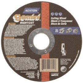 Norton Gemini Right Cut Right Angle Grinder Reinforced Abrasive Cut-Off Wheel, Type 27, Aluminum Oxide, 5/8"-11 Hub, 9" Diameter x 1/16" Thickness (Pack of 10)