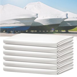 16' X 26.3' Polyethylene Plastic Shrink Wrap for Boat Shrink Wrap - 7 Mil Boat Shrink Film for Use with Heat Gun, UV Resistance Industrial Shrink Wrap for Protection and Storage, White