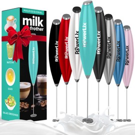 PowerLix Powerful Handheld Milk Frother With Stand Battery Operated Foam Maker Frother Wand For Coffee (A Black) (No Stand Aqua)