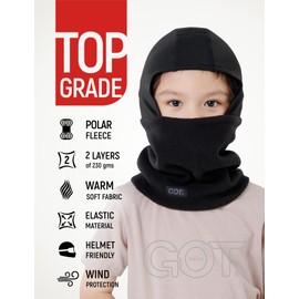 GOT Sports Kids Balaclava Ski Mask - Fleece Neck Warmer for Cold Weather - Breathable Face Mask, Helmet Liner for Boys Girls (Black, 3-6)