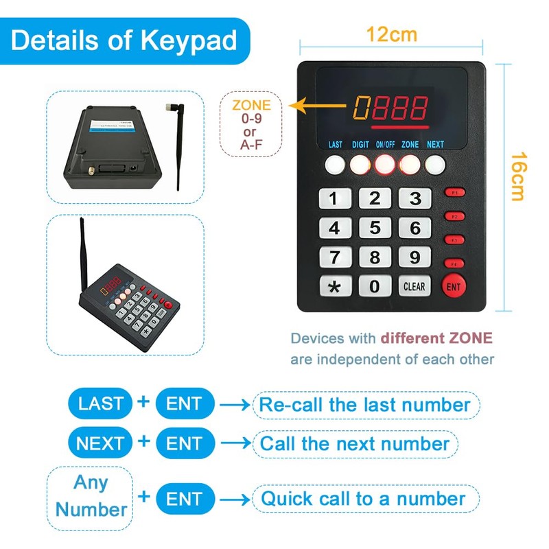 KOQICALL Wireless Queue Calling System Take a Number System 3-Dight