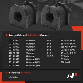 A-Premium 2 x Rear Sway Bar Bushing Kit, Compatible with Mitsubishi Outlander 2014-2020, Outlander PHEV 2018-2020, Outlander Sport 2013-2024