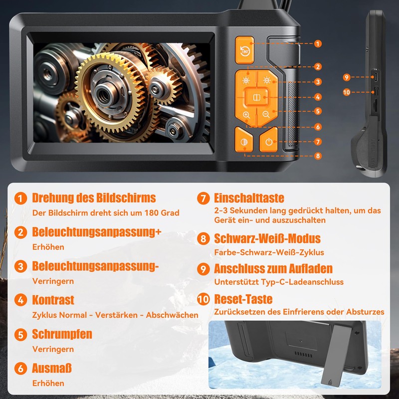 Endoscope Camera with Light 10 m, worahroe 1080P HD Boroscope