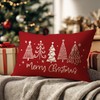 Fahrendom Merry Christmas Tree Red Lumbar Decorative Rectangle Pillow Cover