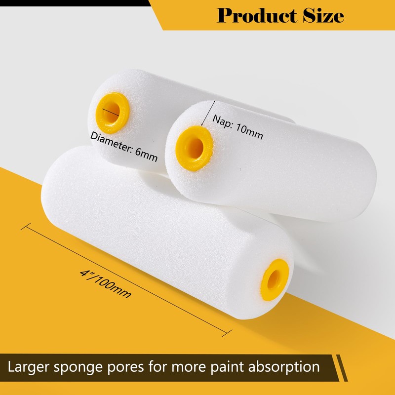 Mister Rui Foam Paint Rollers, 10 Pack 4 Inch Paint