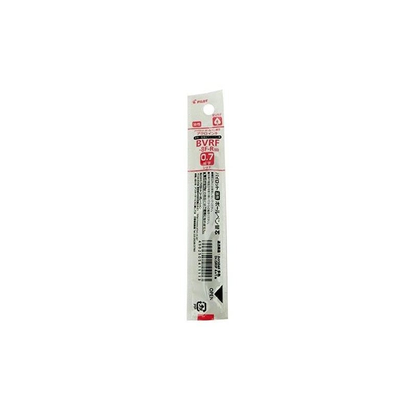 Pilot Ballpoint Pen Refill, BVRF-8F-R, 0.7mm, 10pcs, Red