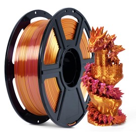 FLASHFORGE Silk PLA 3D Printer Filament, Silk Shiny Fast Color Change, Multicolored Silk PLA Gradient Filament 1.75mm 1KG (2.2lbs), Silk Texture & Ultra-High Glossiness, Silk Dual Color Gold&Rose