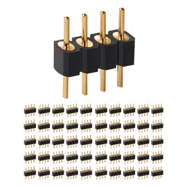 Chanzon Round Pin Header Strip for Arduino Gpio 4 pin x 50pcs Male Headers Pins Straight Single Row Gold Plated Pitch 2.54mm 0.1 inch Breakaway for PCB Connector Raspberry pi Machine Breadboard