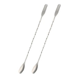 Niaciswe Bar Spoons 32 cm Cocktail Spoon with Fork Long Spoon Stainless Steel Cocktail Pestle Bar Accessories Tasting Spoon Bar Spoon Spiral Long Drink Spoon for Long Drinks Bar Coffee Cocktail Shaker