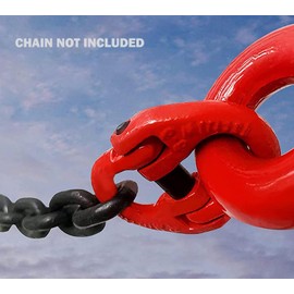 Red Coated G80 Alloy Steel Connecting Link, 3/8”, 3.2 TON WLL 7100 lbs Working Load Limit Grade 80 Forged Coupling Hammer Link Lock Hi-Gear