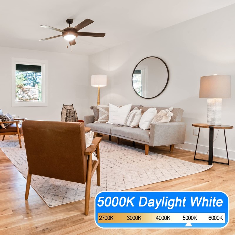 8 Pack E12 Ceiling Fan Light Bulbs, 60W Equivalent, Daylight