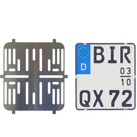 3D Carbon Design 1x Rahmenlos Edelstahl Kennzeichenhalter 180 X 200 mm / 0,8 mm dick Für Motorrad - Roller