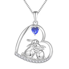 Starnny Rabbit Necklace Women's Silver 925 Rabbit Moon Pendant Necklace 3A Zirconia Chain White Gifts for Her Women, Sterling Silver, Cubic Zirconia