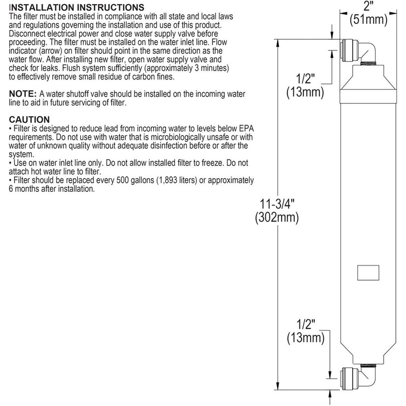 Elkay LF2 Aqua Sentry 500 Gallon Capacity In-Line Filter Kit