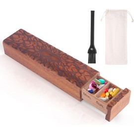 OYTKWU OYTKWU Wooden Weekly Pill Organizer - 7 Day Pill Box, Safe Travel Container, Perfect for Tracking Weekly Medication (Brown)