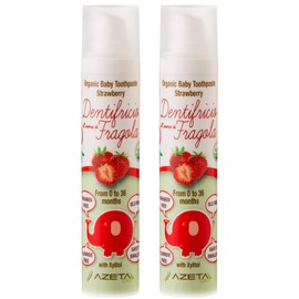 2 x Strawberry Flavoured Children’s Toothpaste Organic Vegan 0 to 36 Months, SLS and Paraben Free, Azeta Bio 50ml (Strawberry)