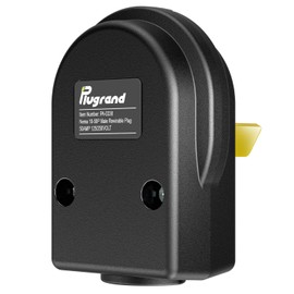 Nema 10-50P 50 Amp 125/250 Volt Angle Plug, 3 Pole 3 Wire Grounding Straight Blade for Dyers and Ranges, Works with Cable OD Max. 1.0 Inch