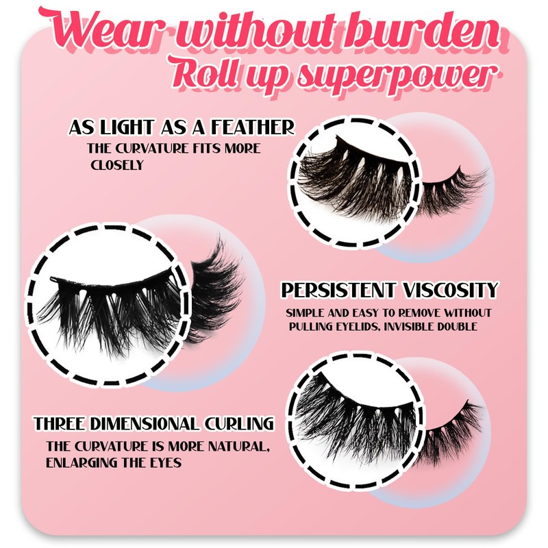 BTLLSSH False Eyelashes Wispy Lashes Natural Look Fake Eyelashes Cat