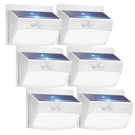 Solar Lights Outdoor Motion Sensor [138 LED/6 Packs] Solar Security Light with 3 Lighting Modes Wall Lights Waterproof Solar Powered Lights for Garden Fence Yard Deck, White