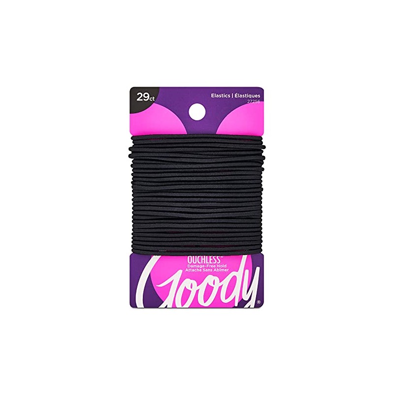 Goody Women's Ouchless 2 mm Elastics, Black, 29 Count